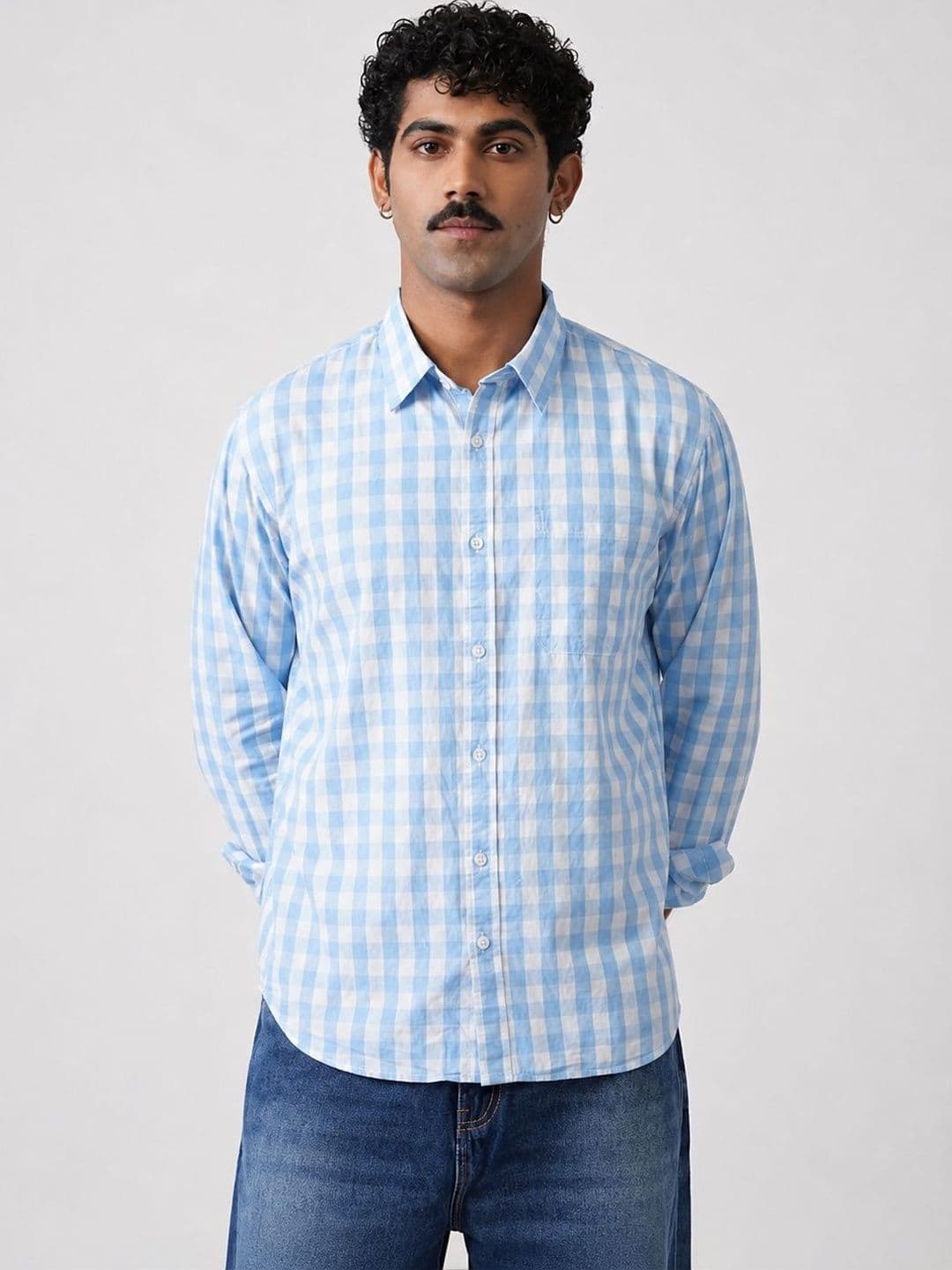Minus One Men Gingham Checks Checked Casual Shirt - view 1