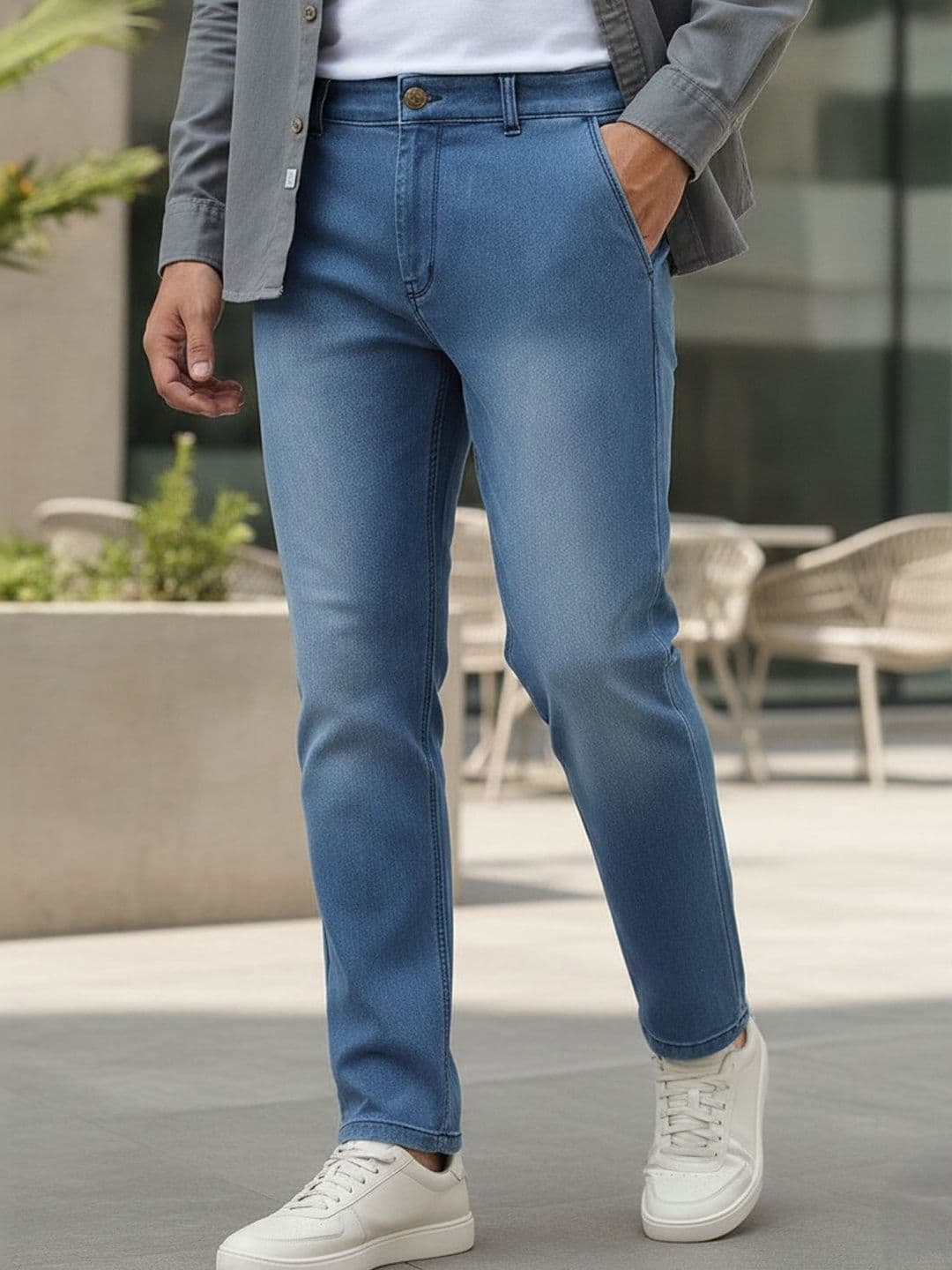 Urbano Fashion Men Blue Pure Cotton Slim Fit Heavy Fade Stretchable Jeans - view 1