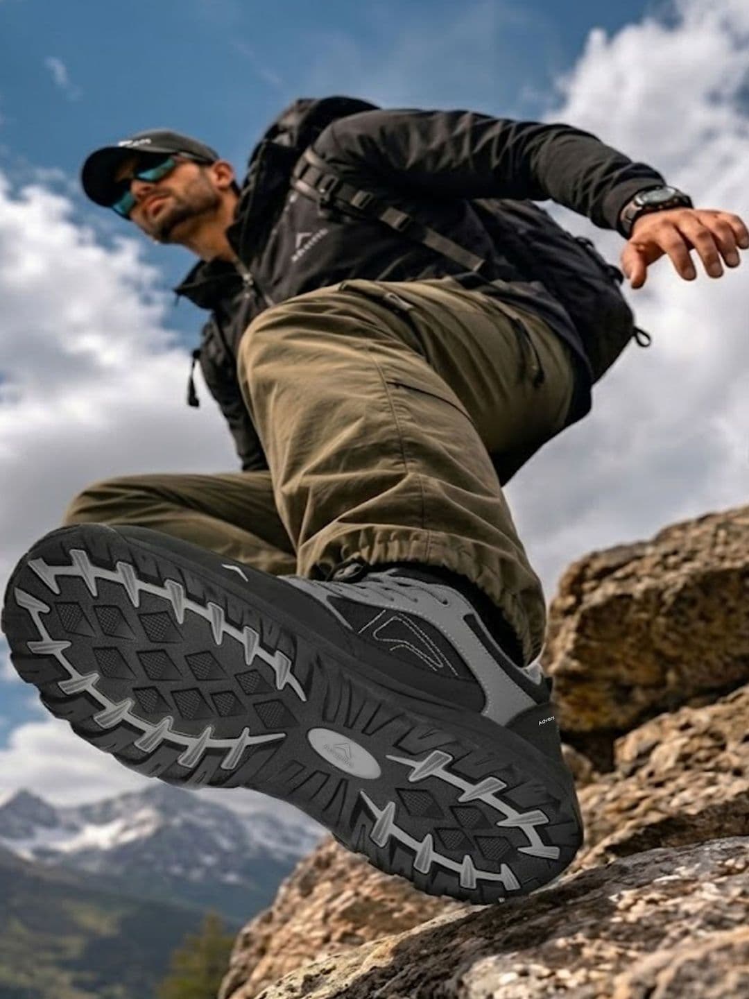Adventra Sports Men Grey Low Top Hiking Shoes with AntiSkid Rubber Sole EH500 - view 1