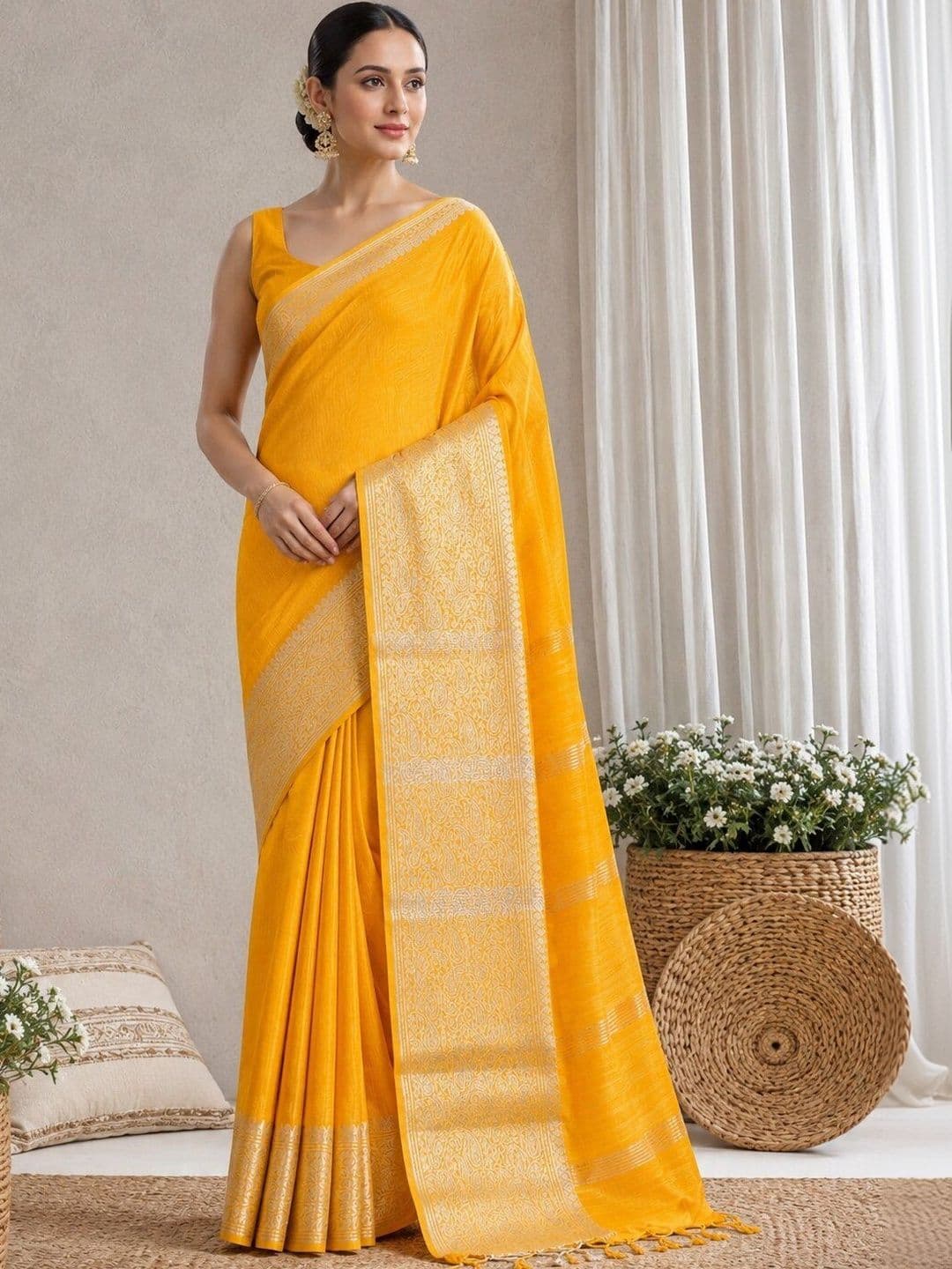 AS Aishwarya Sarees Woven Design Zari Pure Cotton Handloom Banarasi Saree - view 1