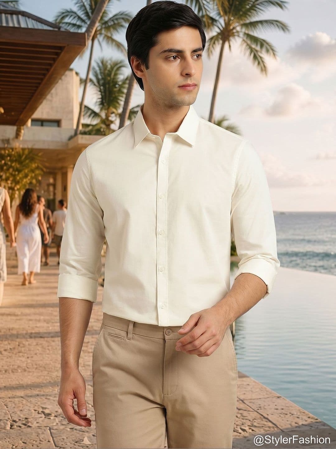 Thomas Scott Classic Slim Fit 4 Way Stretch Spread Collar Casual Shirt - view 1