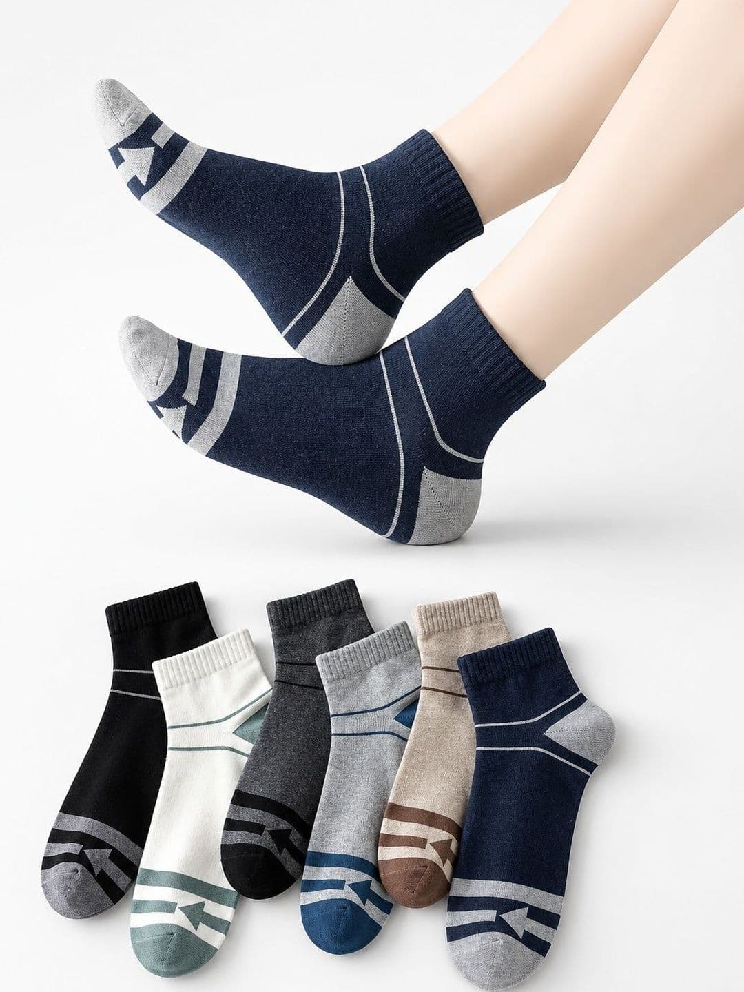 Sloxie Unisex Pack of 6 Cotton Patterned Ankle Length Socks - view 1