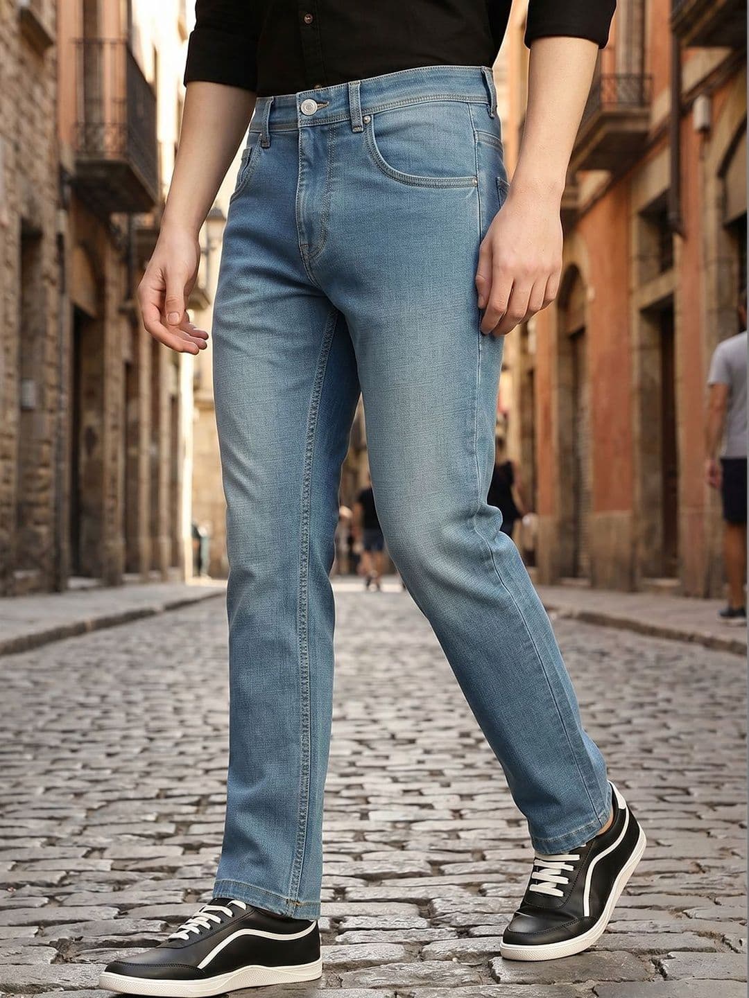 Thomas Scott Men Smart Slim Fit Mid-Rise Light Fade Stretchable Jeans - view 1
