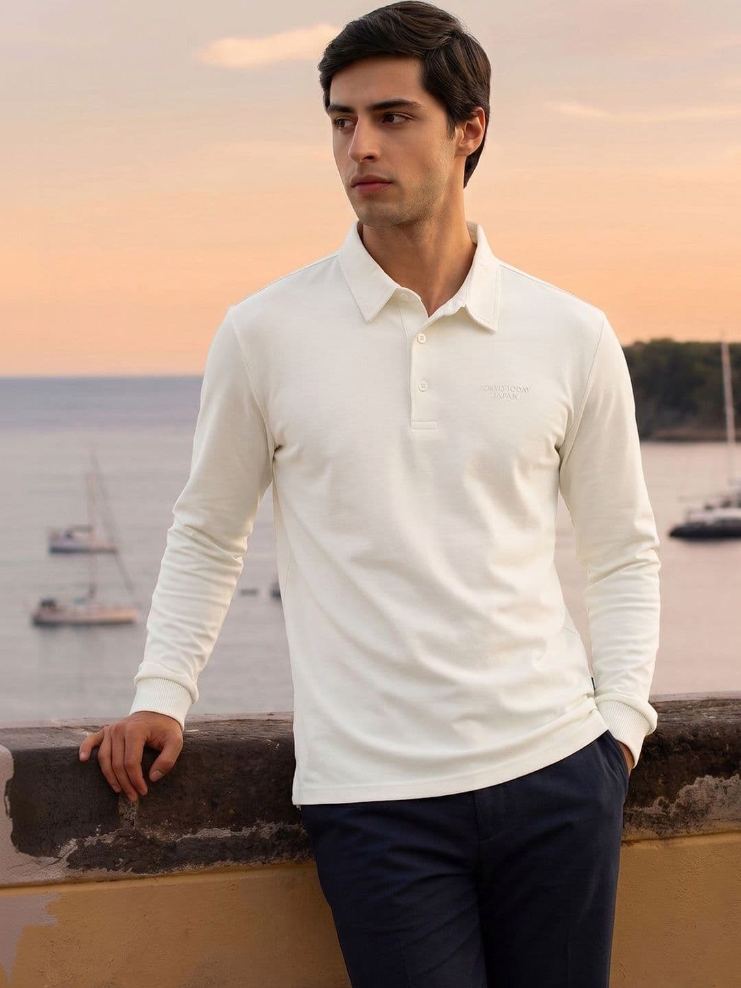Thomas Scott Men Polo Collar Viscose Rayon Regular Fit T-shirt - view 1