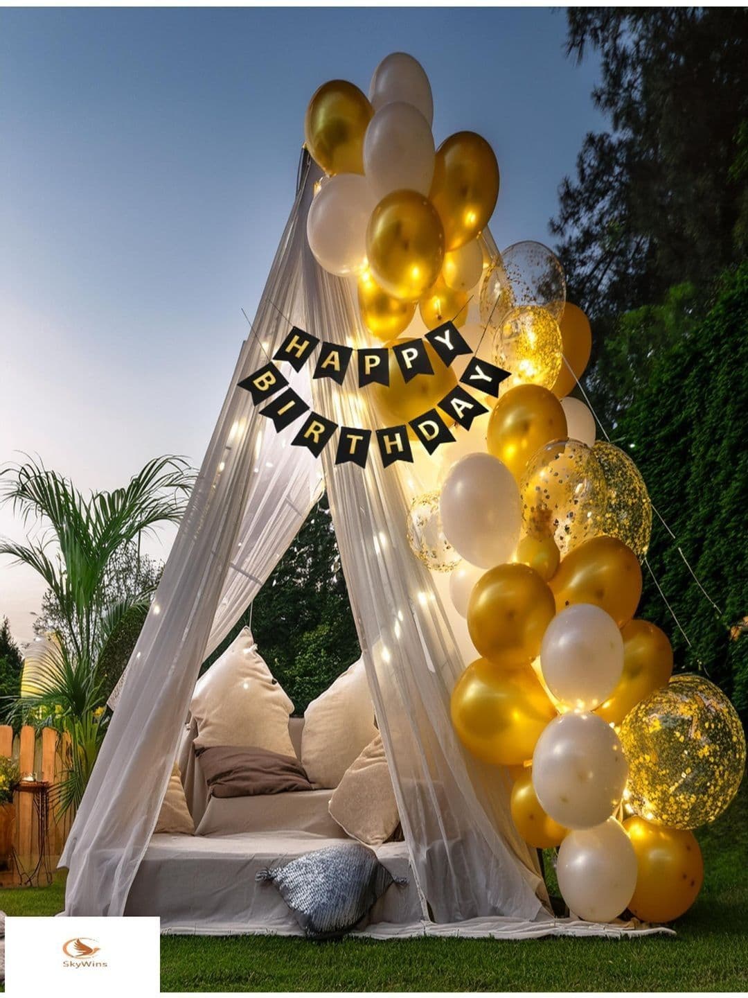 SKYWINS White Fabric Birthday Decor Kit - view 1