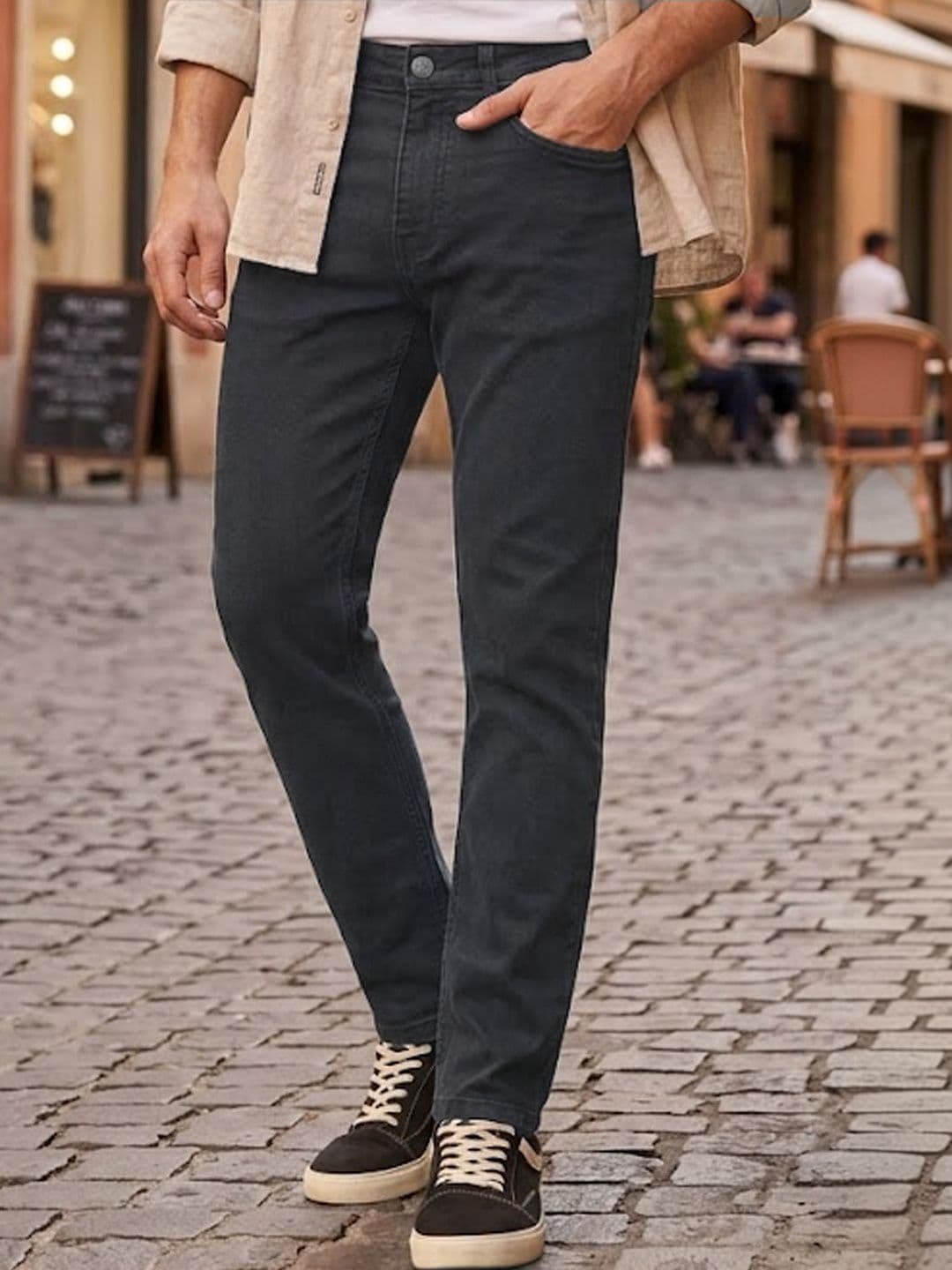 Urbano Fashion Men's Grey Slim Fit Washed Stretchable Jeans - view 1