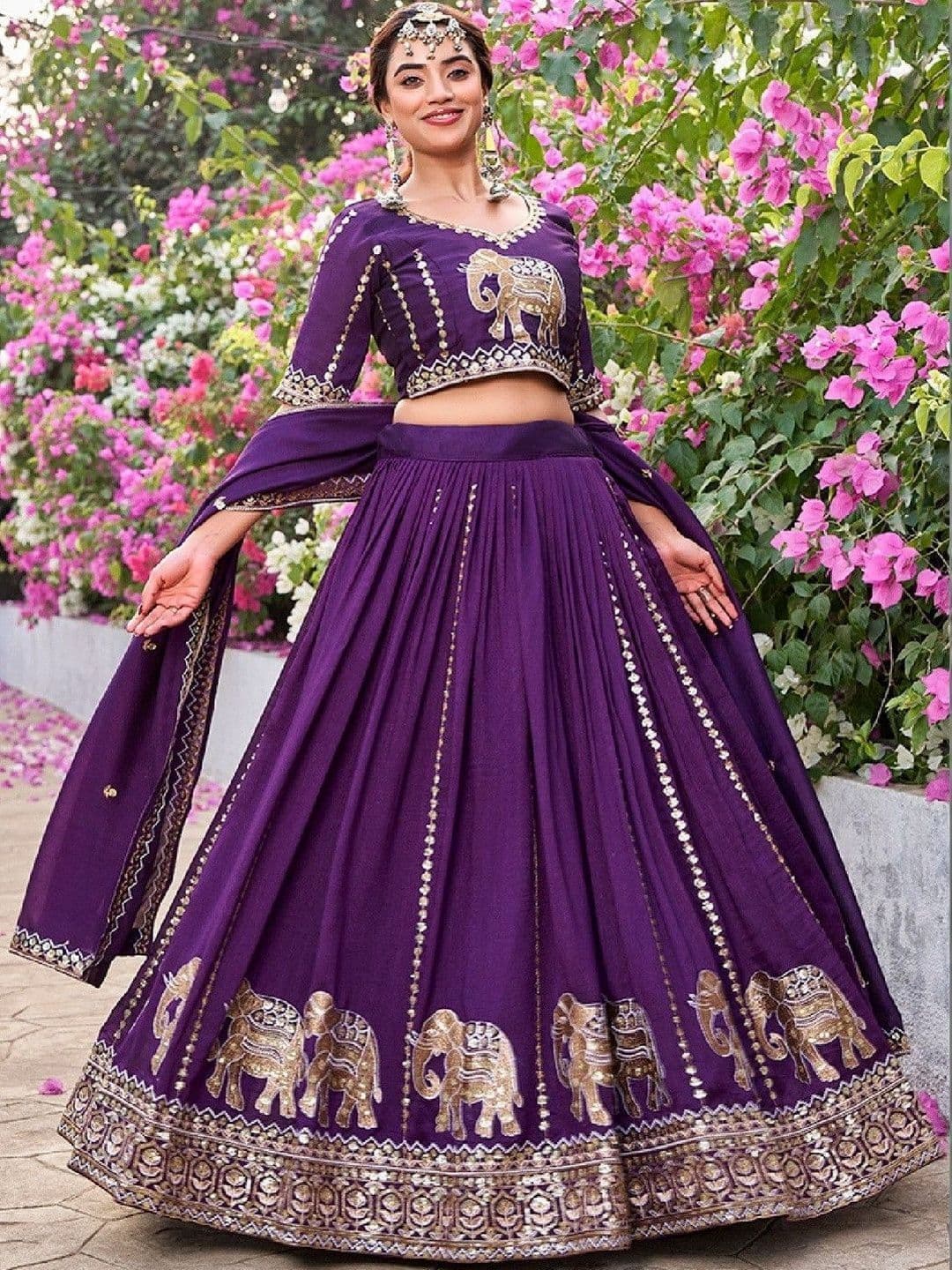 HERE&NOW Embroidered Ready to Wear Lehenga & Blouse With Dupatta - view 1