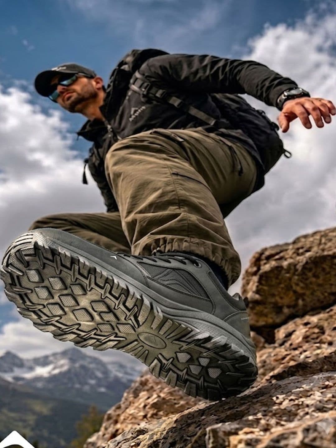 Adventra Sports Men Black Low Top Hiking Shoes with AntiSkid Rubber Sole EH500 - view 1