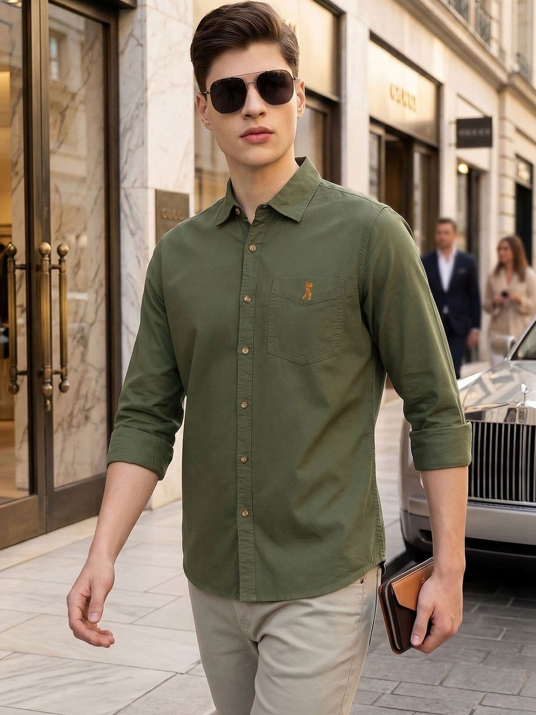 Thomas Scott Men Premium Solid Cotton Slim Fit Shirt - view 1