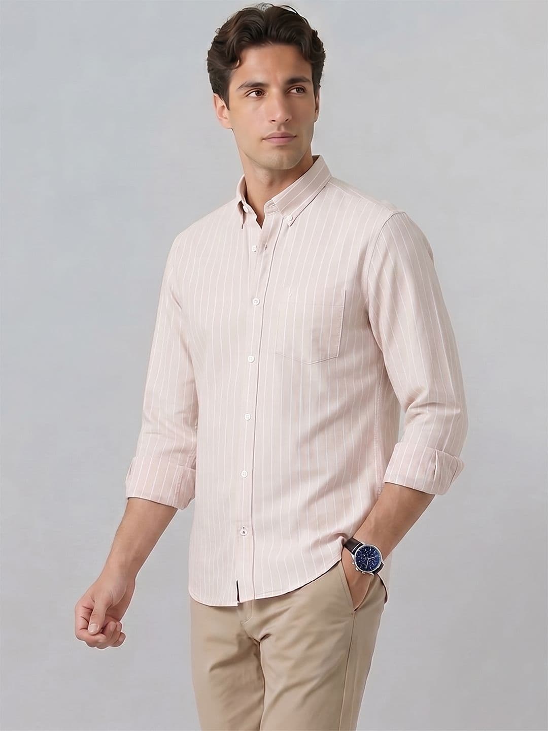 Indian Terrain Slim Fit Striped Pure Cotton Casual Shirt - view 1