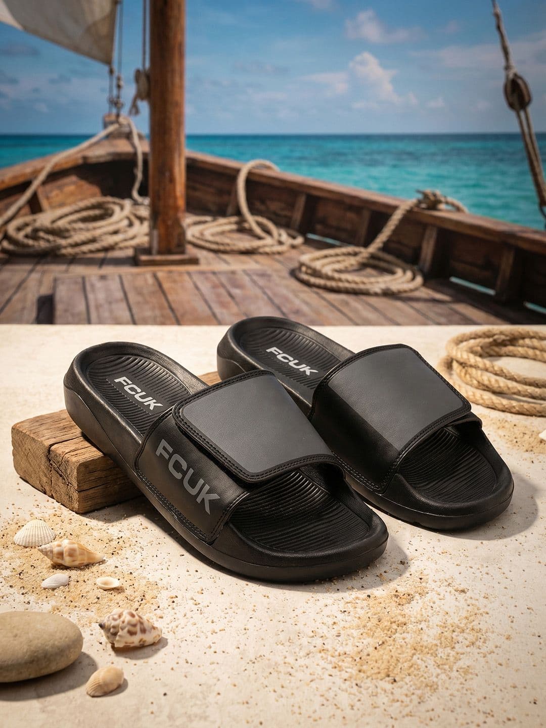 FCUK Men Self Design Sliders - view 1