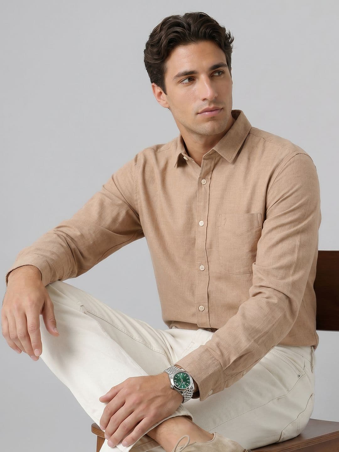 Indian Terrain Spread Collar Pure Cotton Casual Shirt - view 1