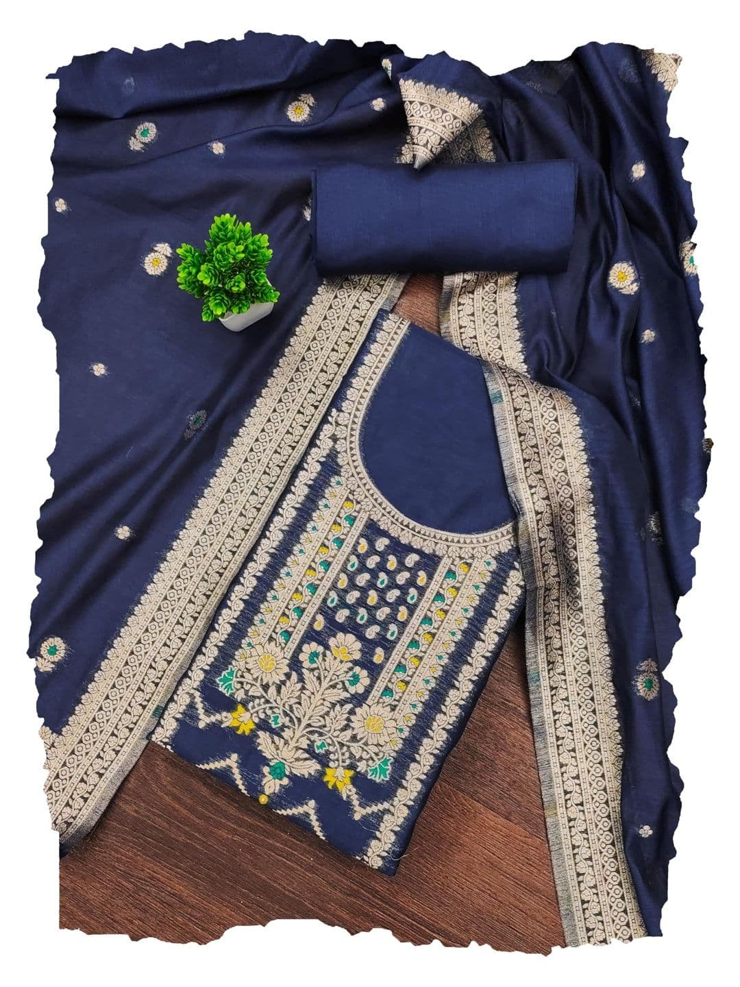 Kili Fashion Pure Silk Unstitched Dress Material - view 1