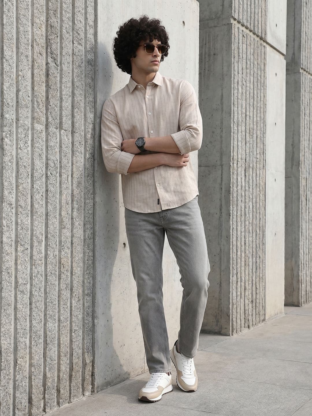 The Roadster Lifestyle Co. Men Premium Cotton Linen Slim Fit Striped Casual Shirt - view 1