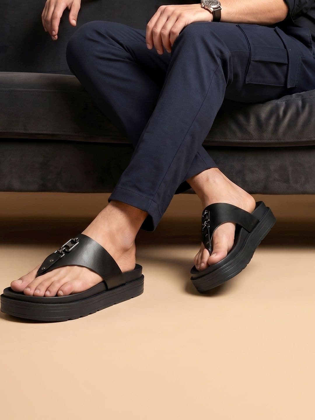 Metro Men Embellished Thong Flip-Flops - view 1