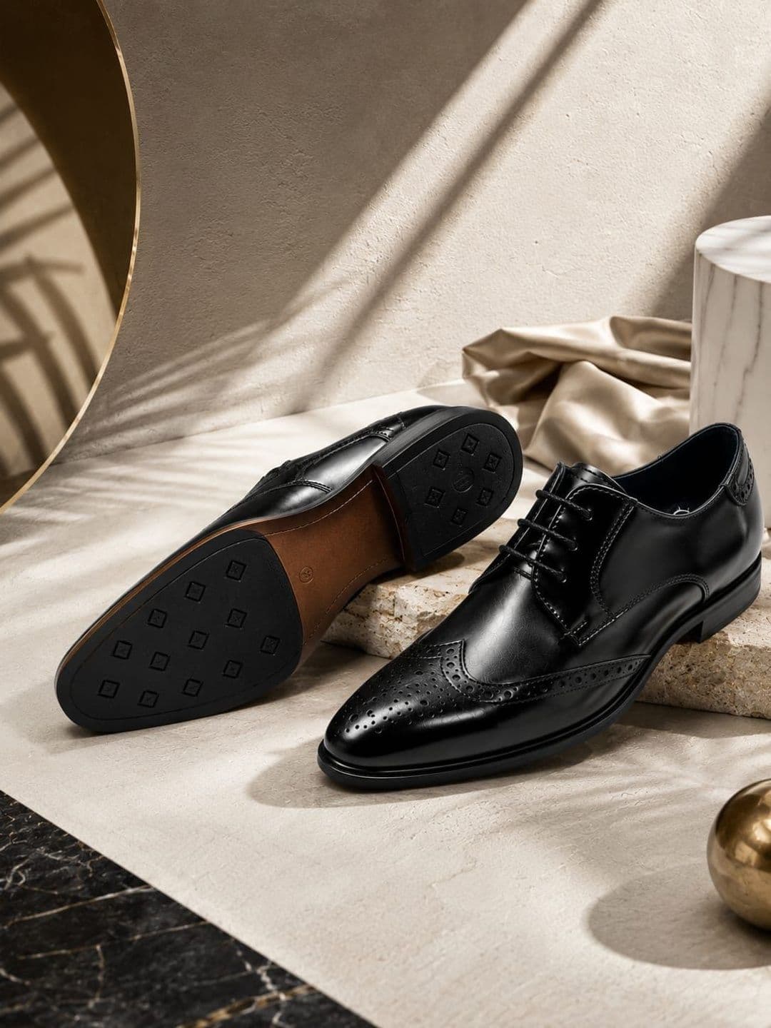 House of Pataudi Men Pointed-Toe Formal Brogues - view 1