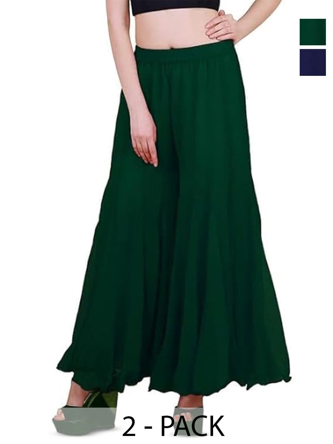 ERUDITE CLUB Women 2 Flared Georgette Ethnic Palazzos - view 1