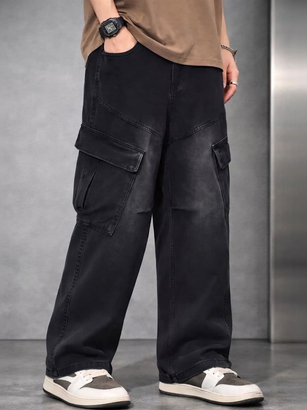 BREXX Men Jean Wide Leg Mid-Rise Low Distress Stretchable Jeans - view 1