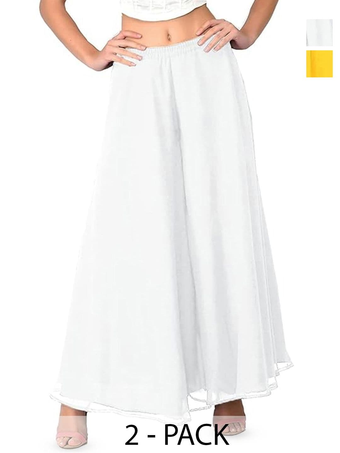 ERUDITE CLUB Women 2 Flared Georgette Ethnic Palazzos - view 1