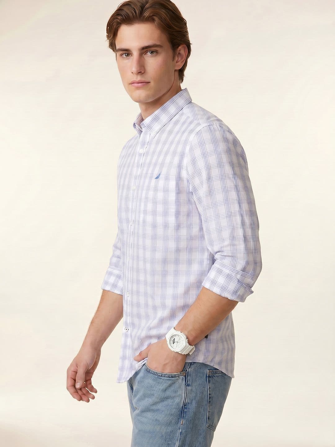 Nautica Checked Pure Cotton Casual Shirt - view 1