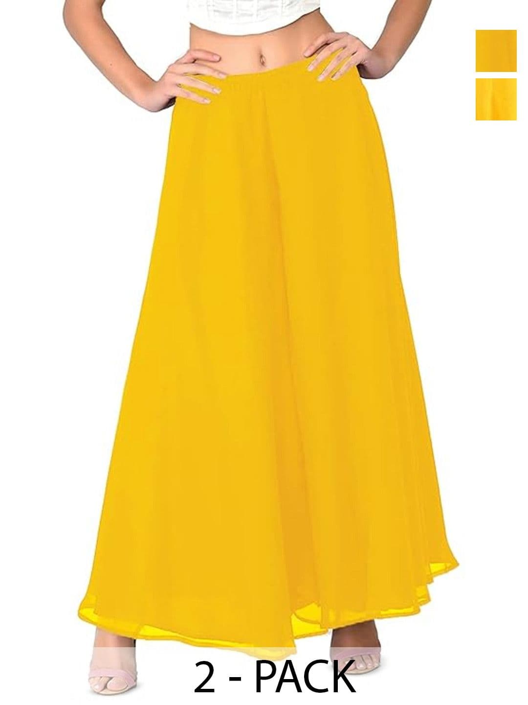 ERUDITE CLUB Women 2 Flared Georgette Ethnic Palazzos - view 1