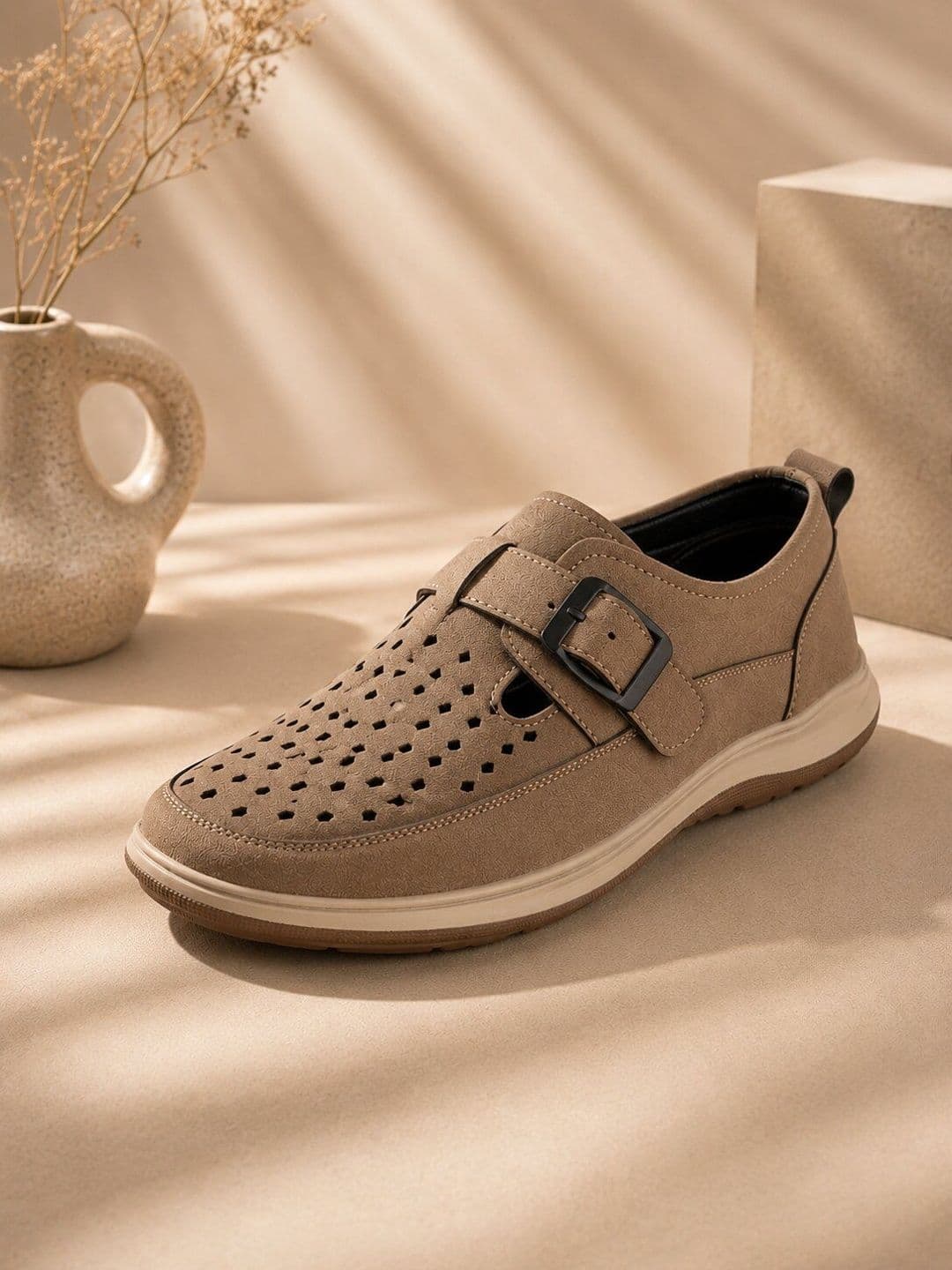 Roadster Men Beige Suede Casual Lightweight Anti Slip Comfortable Sandals - view 1