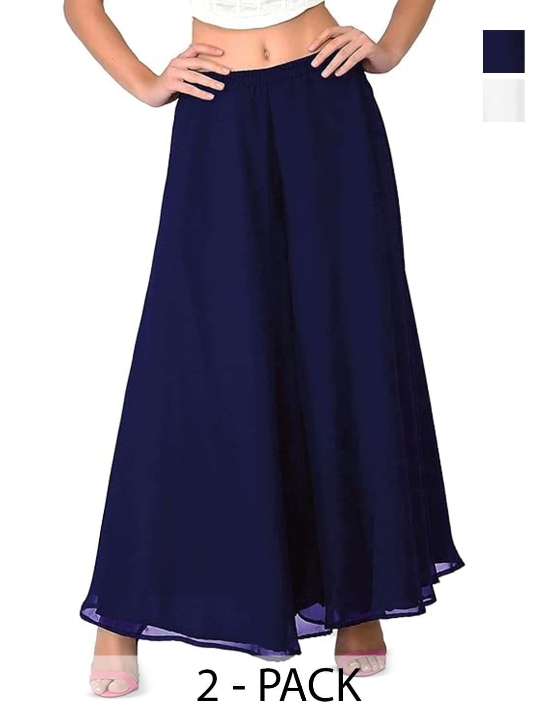 ERUDITE CLUB Women 2 Flared Georgette Ethnic Palazzos - view 1
