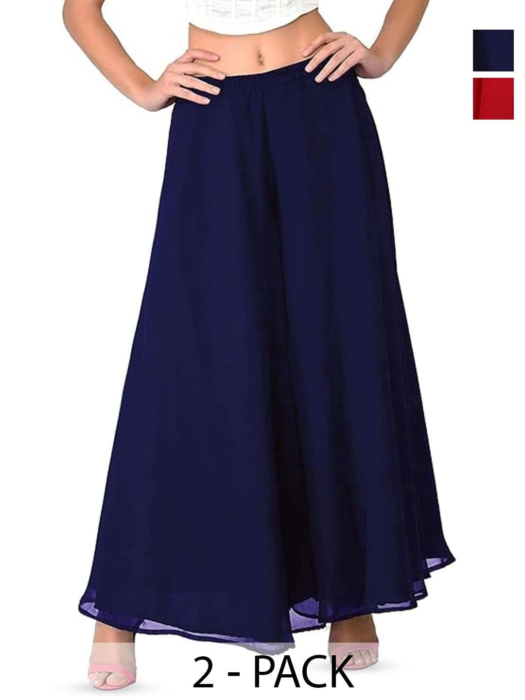 ERUDITE CLUB Women 2 Flared Georgette Ethnic Palazzos - view 1