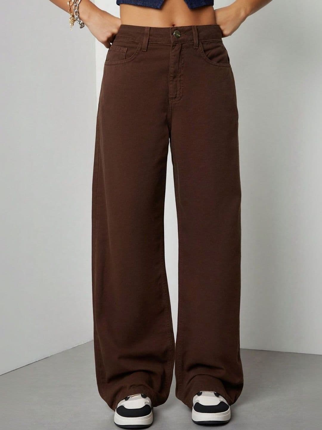 YAMEETFIT Women Jean Wide Leg Mid-Rise Jeans - view 1