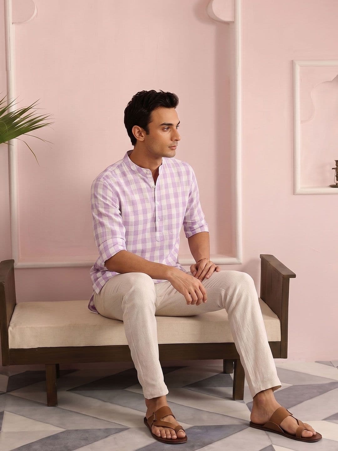 House of Pataudi Checked Rozana Kurta - view 1