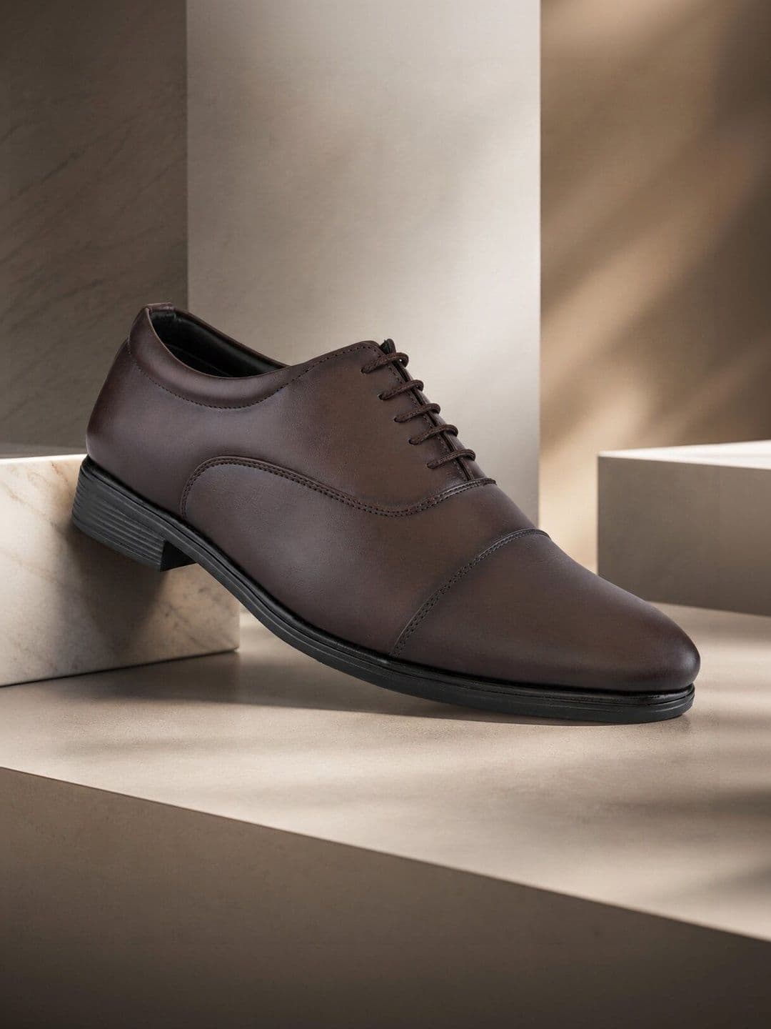 Here&Now Men Brown Synthetic Leather Formal Lace Up Oxfords Shoes - view 1