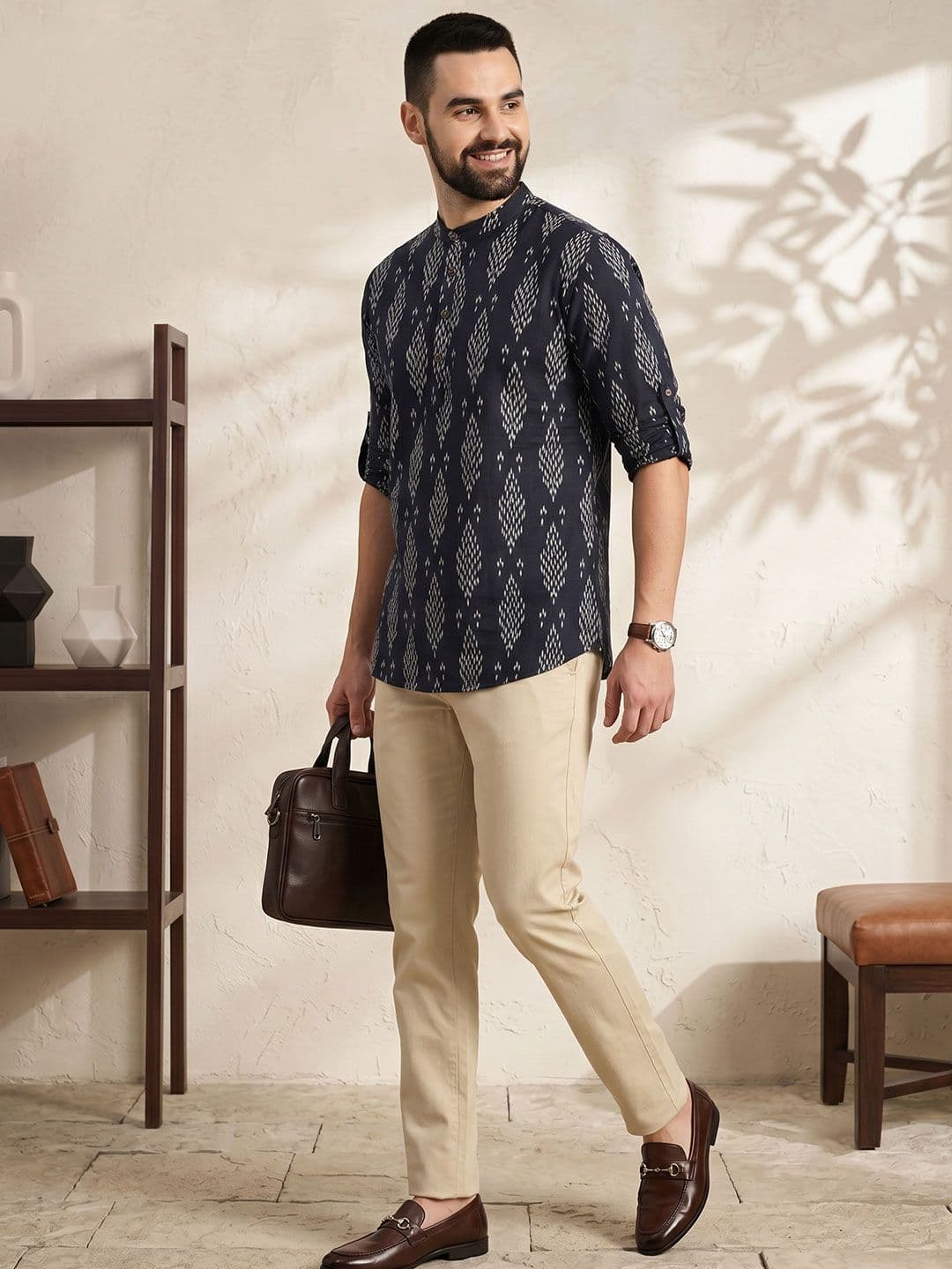Anouk Men Ethnic Motifs Printed Block Print Short Kurta