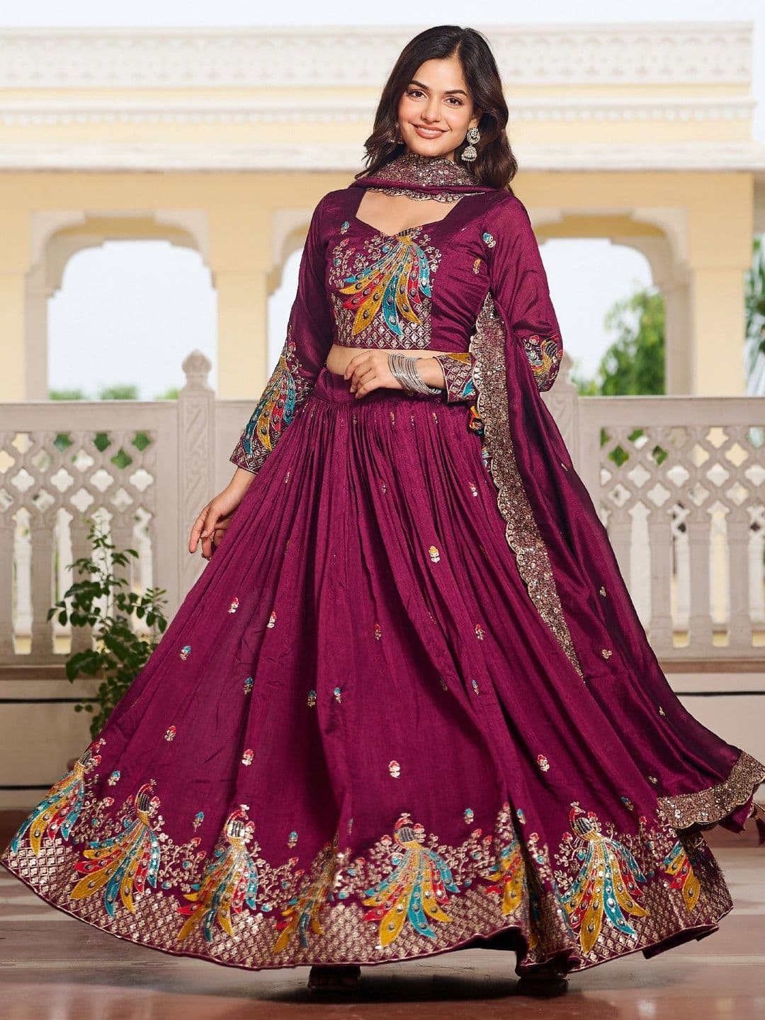 Shree Ram Creation Embroidered Sequinned Ready to Wear Lehenga & Blouse With Dupatta - view 1