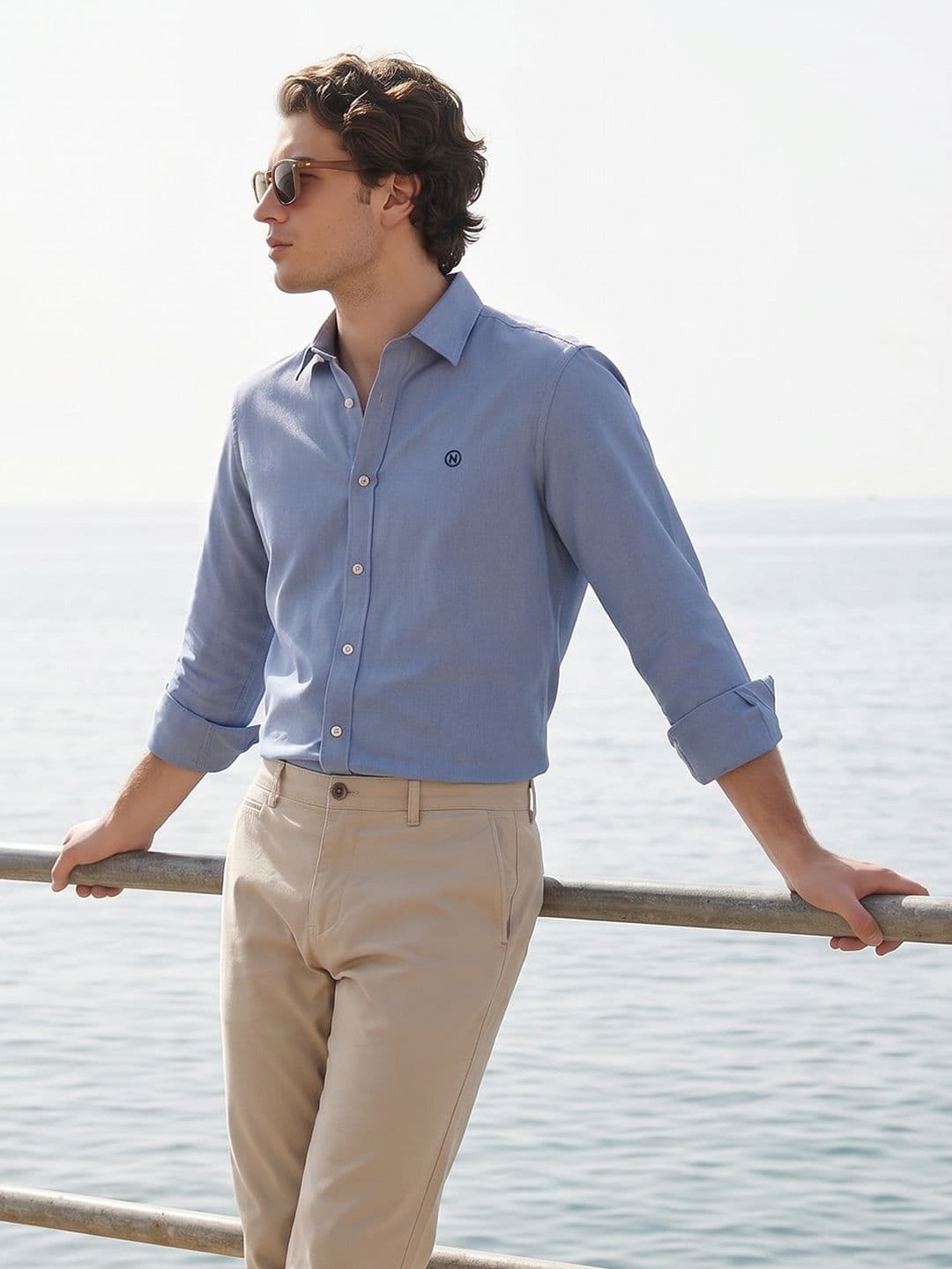 Nautica Spread Collar Pure Cotton Casual Shirt - view 1