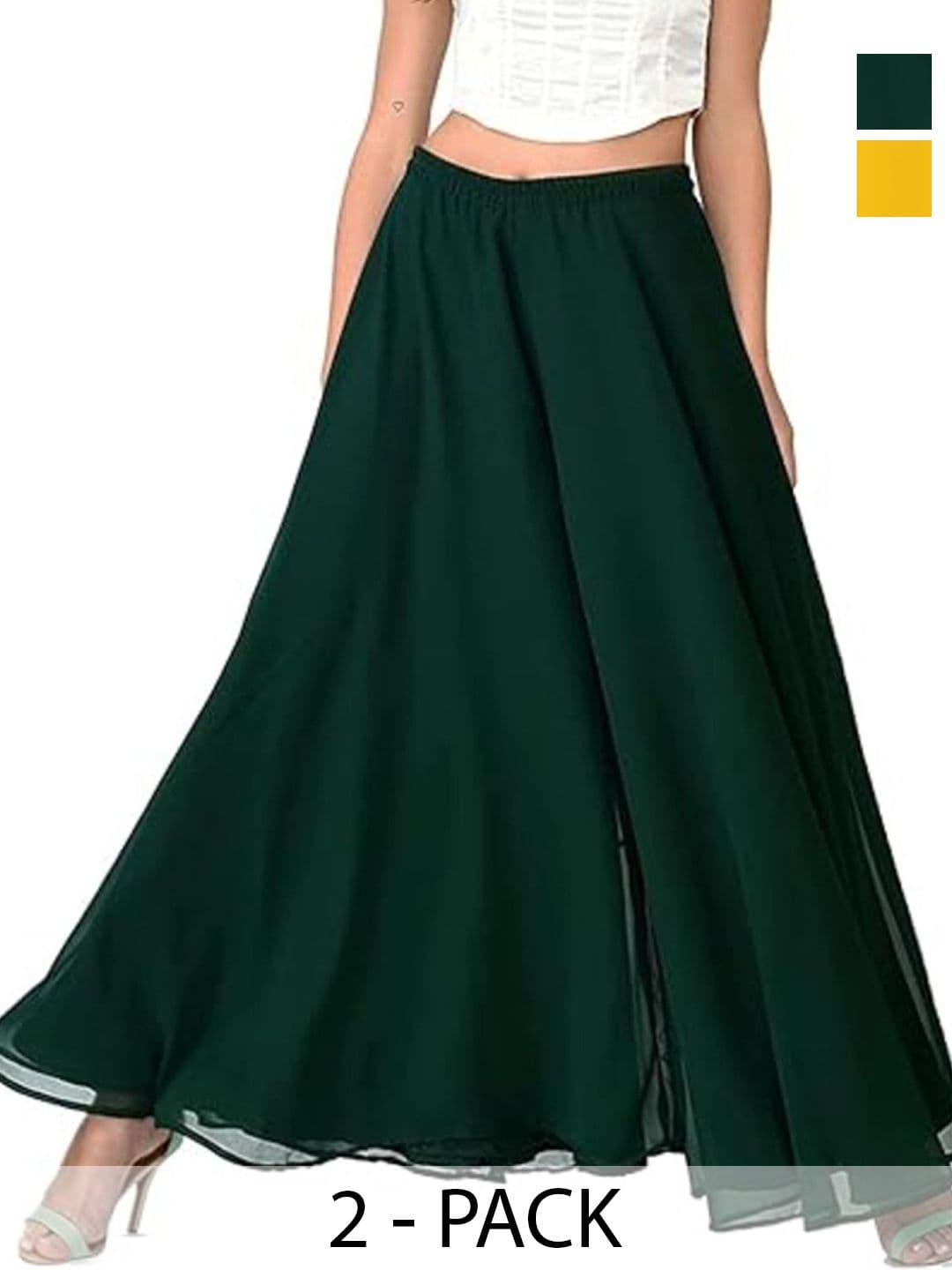 ERUDITE CLUB Women 2 Flared Georgette Ethnic Palazzos - view 1