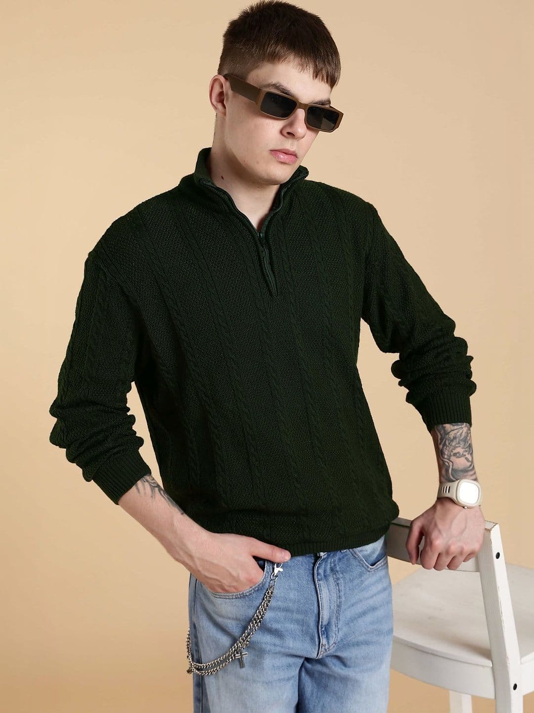 CATBUNNY Men Cable Knit Woollen Pullover - view 1