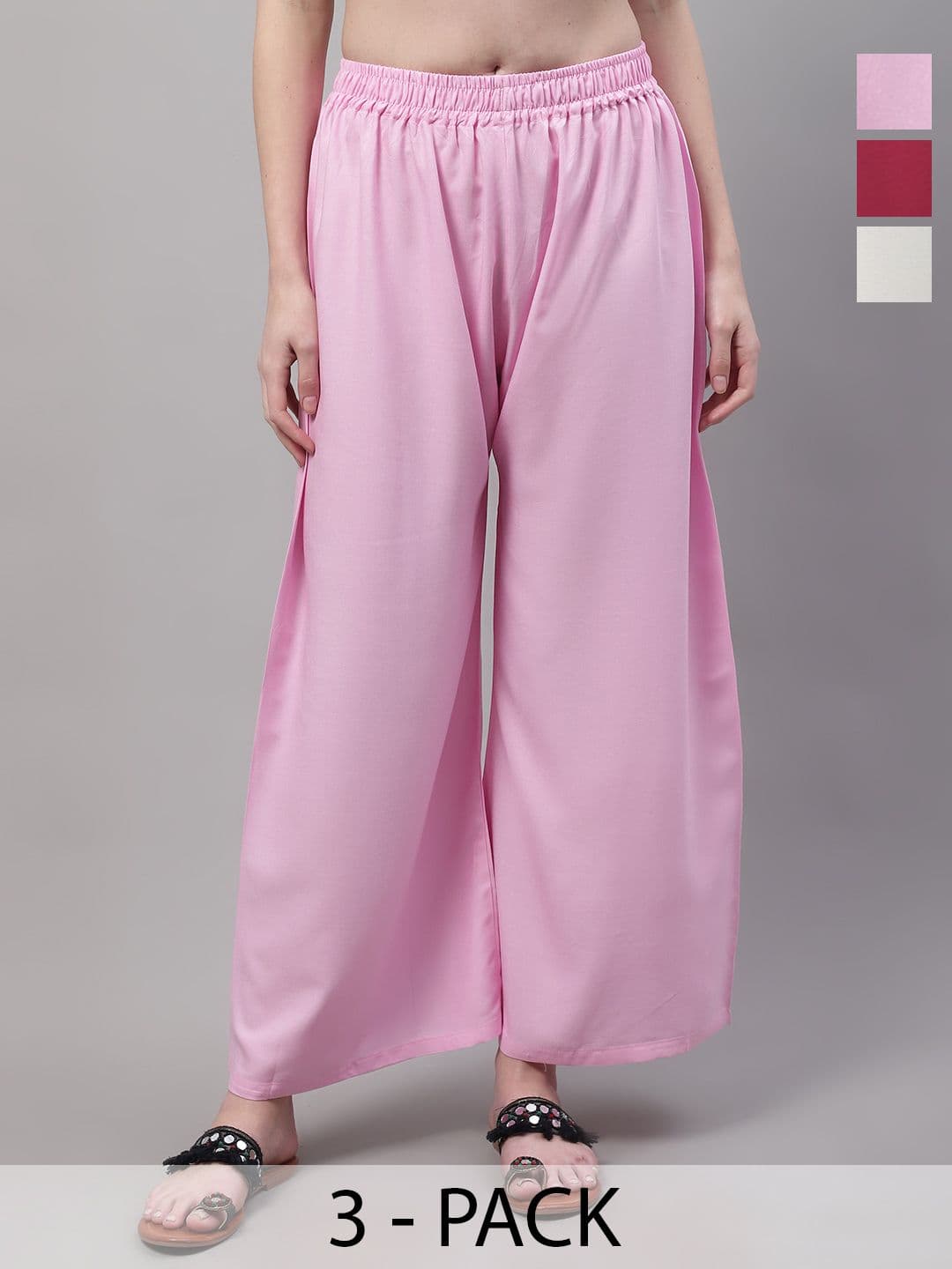 Valles365 by S.C. Women 3 Flared Ethnic Palazzos - view 1