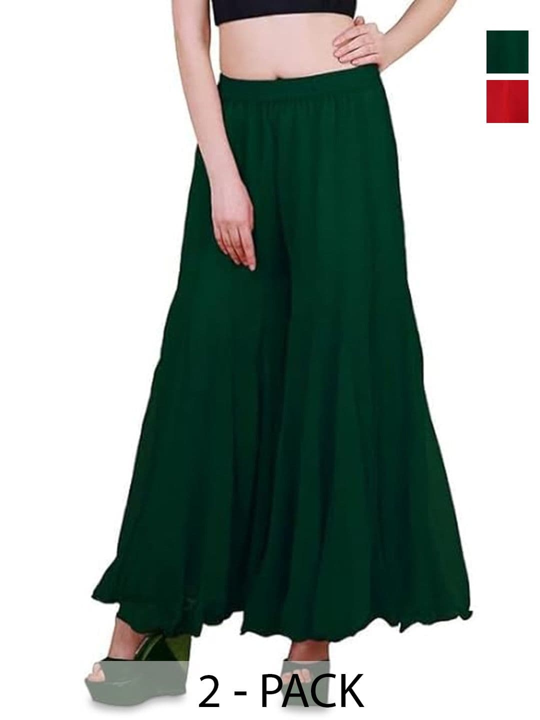 ERUDITE CLUB Women 2 Flared Georgette Ethnic Palazzos - view 1