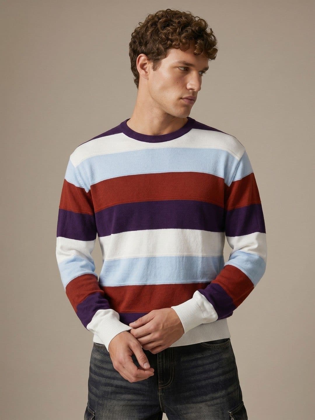 glitchez Striped Relaxed Fit Pullover - view 1