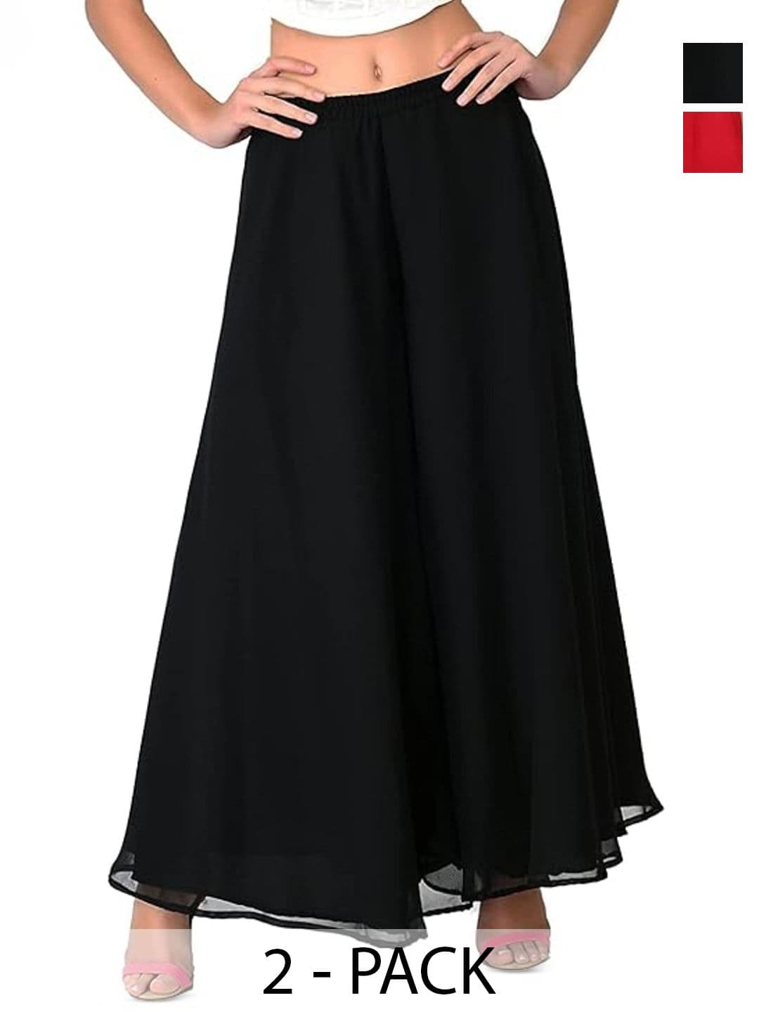 ERUDITE CLUB Women 2 Flared Georgette Ethnic Palazzos - view 1