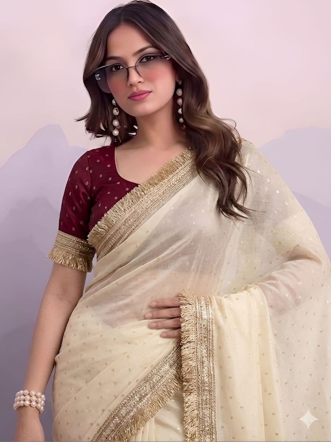 M DINESH & CO Embroidered Silk Blend Banarasi Saree - view 1