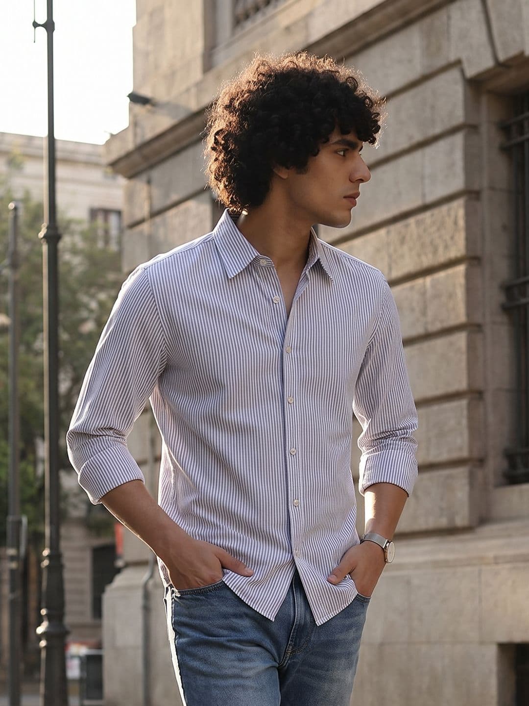 The Roadster Life Co. Vertical Striped Pure Cotton Casual Shirt - view 1