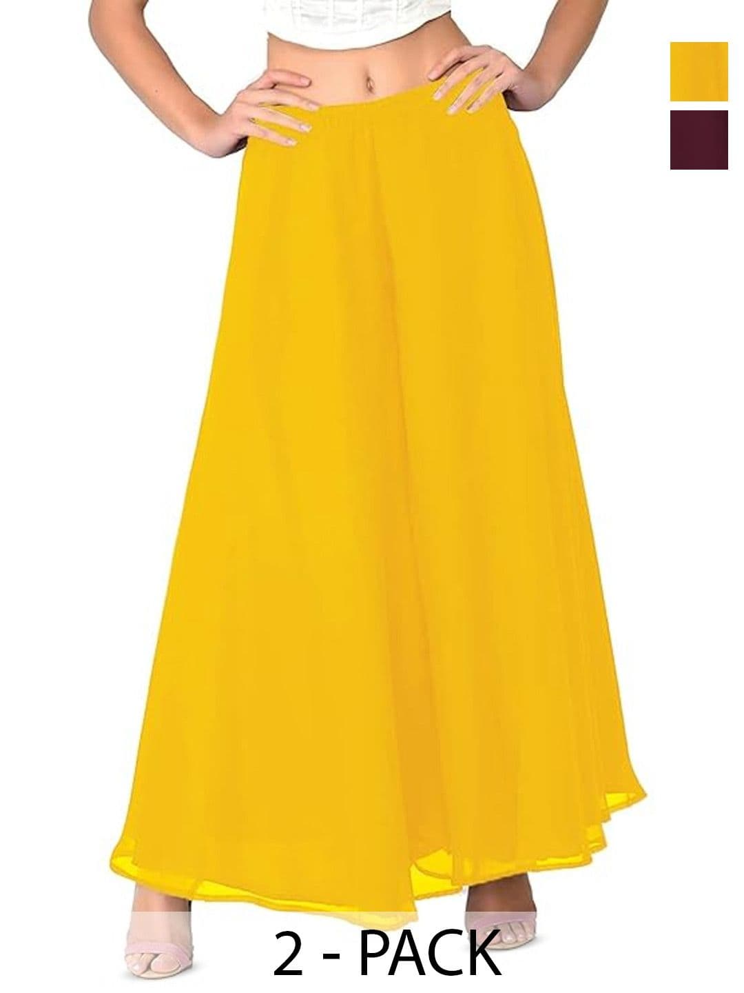ERUDITE CLUB Women 2 Flared Georgette Ethnic Palazzos - view 1