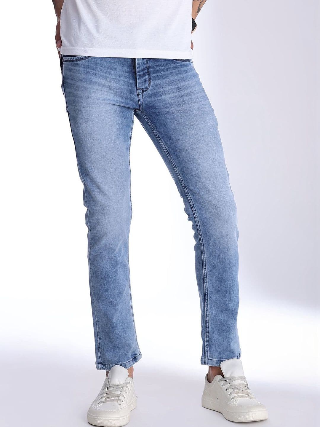 V-Mart Men Slim Fit Mid-Rise Low Distress Stretchable Jeans - view 1