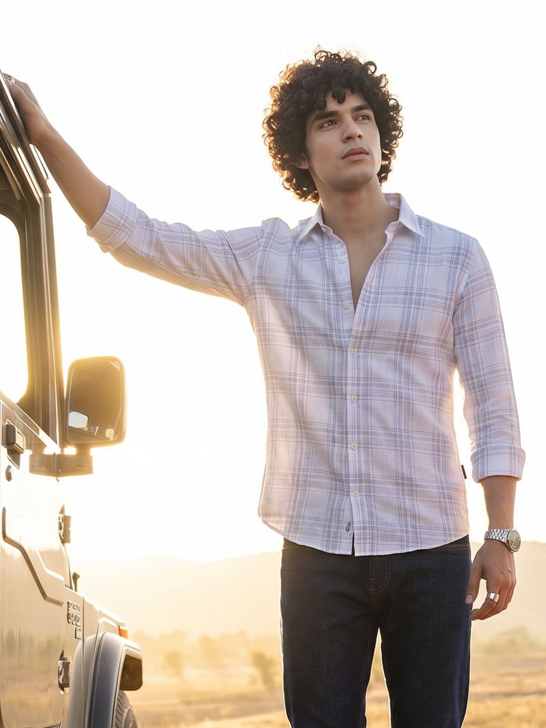 The Roadster Lifestyle Co. Men Premium Cotton Linen Regular Fit Checked Casual Shirt - view 1