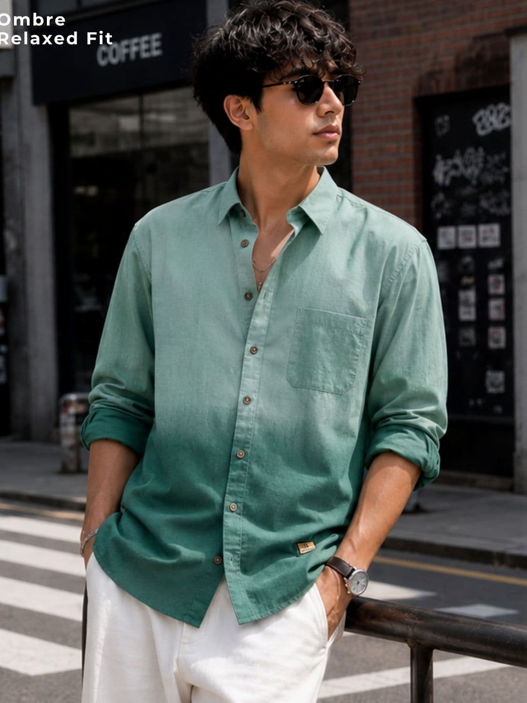 DENNISON Drop Shoulder Oversized Ombre Dyed Shirt - view 1