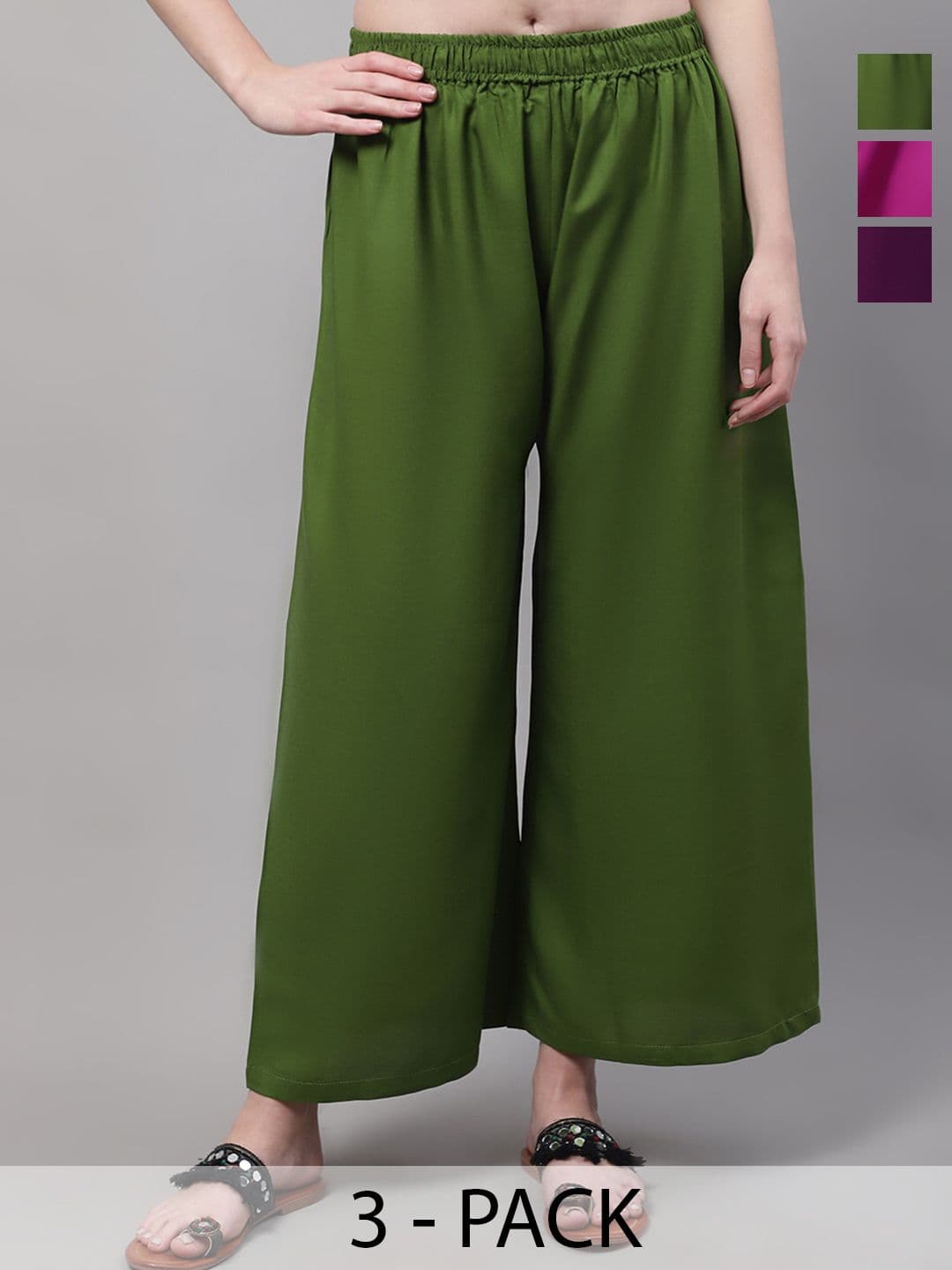 Valles365 by S.C. Women 3 Flared Ethnic Palazzos - view 1