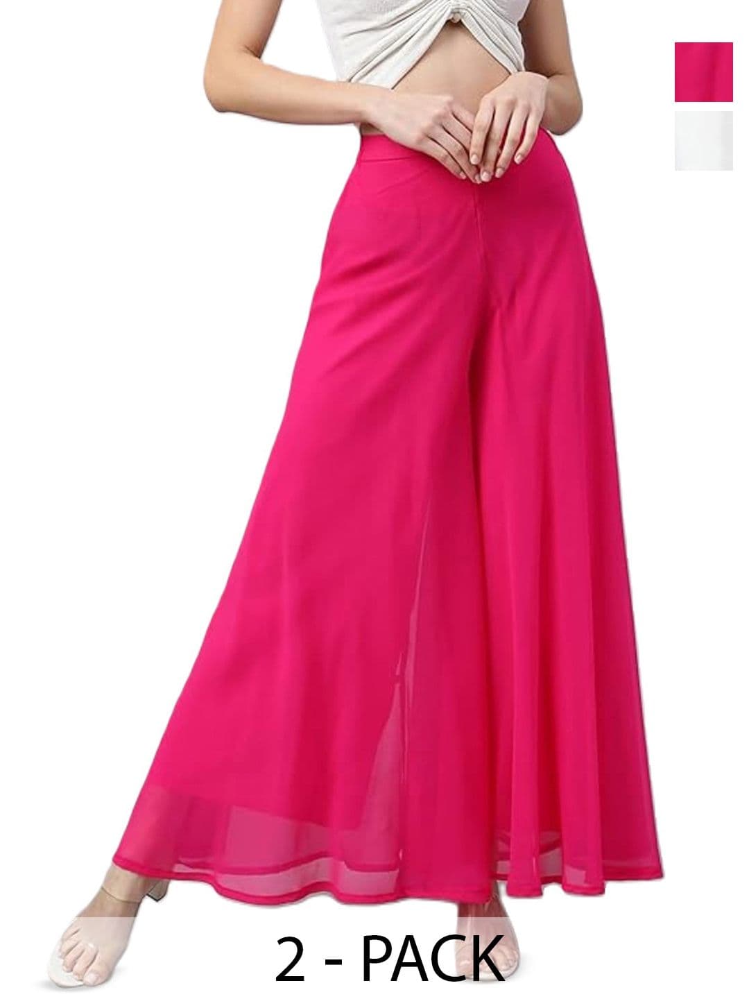 ERUDITE CLUB Women 2 Flared Georgette Palazzos - view 1