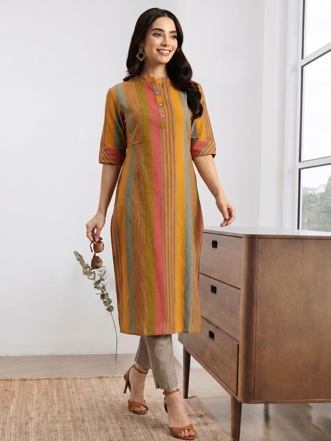 Anouk X fwd Women Striped Pure Cotton Kurta - view 1