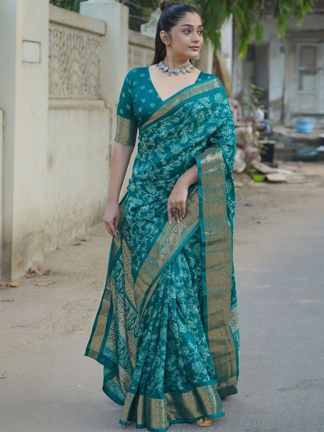 KALINI Floral Zari Silk Blend Saree - view 1